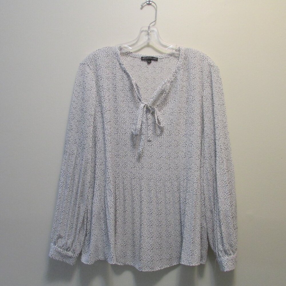 Adrianna Papell long sleeve  pleated blouse tie neck Size Large
